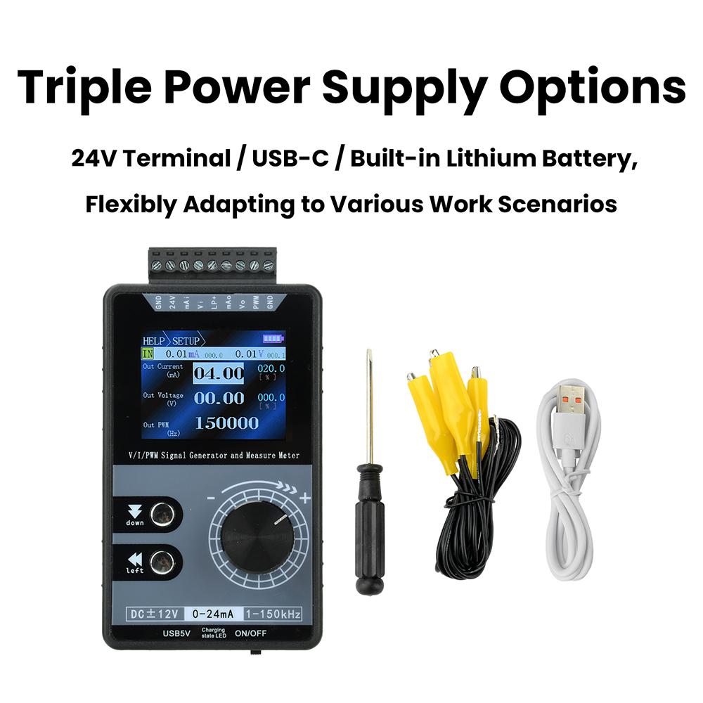 2-inch Color Screen PWM Pulse Signal Generator 0-20mA 4-20mA 0-10V Voltage Current Output 1-150kHz PWM Signal Source Simulator