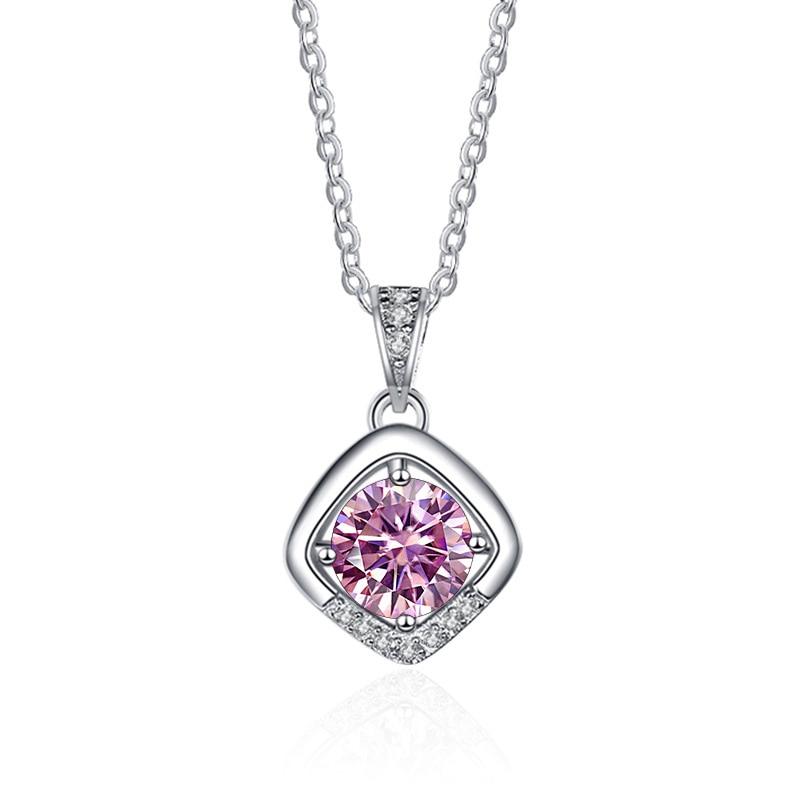 Bague Ringen 1ct VVS D Цветной Муассанит Бриллиантовое Ожерелье Для Женщин Серебро 925 Ювелирные Изделия Женский Простой Темперамент Цепочка На Ключицу