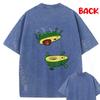The Avocado Jump Kawaii Fruit Street Wear T Shirt Oversized Washed Shirt Soft Design Printed Clothes