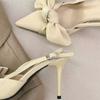 Новое поступление сандалии с острым носком и неглубокой завязкой-бабочкой на шпильке, летнее платье, вечерние туфли с завернутым носком, повседневные мягкие