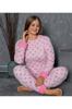 Женский стильный пижамный комплект больших размеров с принтом и детальным плюшевым пижамным комплектом большого размера с длинными рукавами