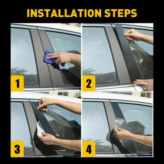 For Cadillac Escalade 2007-2014 Black B Pillar Posts Door Window Trim Cover Kit