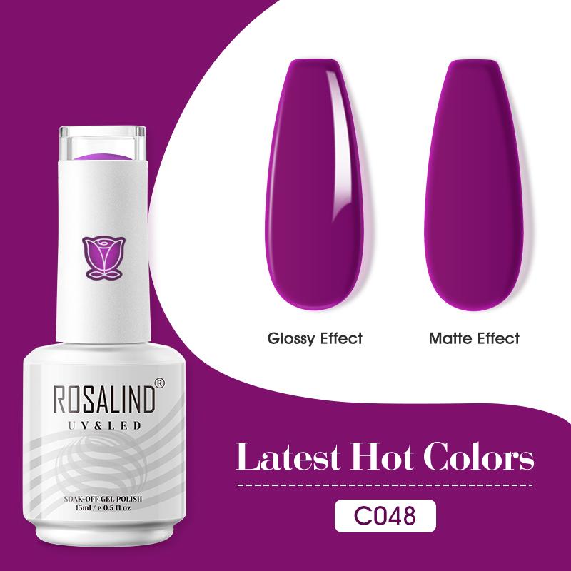 ROSALIND 15ml Shiny Stylish Gel Nail Polish Soak Off Pure Color LED/UV Lamp Nail Gel Bright For Nail Art Design 40 Colors