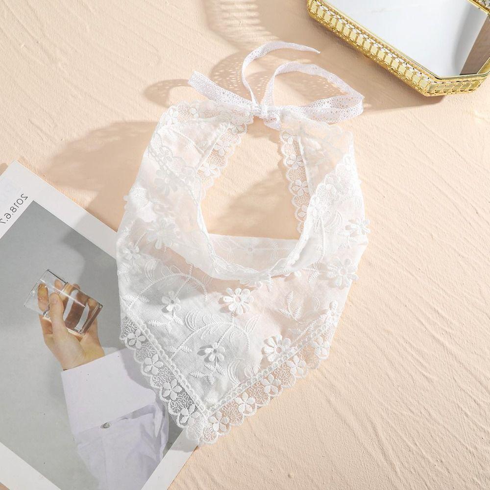 White Wrap Scarf Cloth Headband New Lace Triangle Hair Head