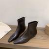 Ботильоны женские на толстом каблуке с острым носком тонкие коричневые короткие ботинки 2025 новый темперамент с юбкой осень и зима французские маленькие ботильоны