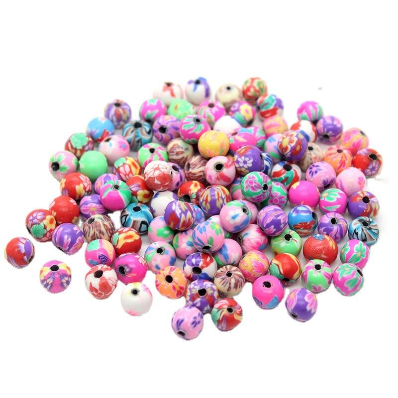 Soft Pottery Loose Beads Diy Jewelry Accessories Earrings Necklace Material Beads 1000 Printed Color Soft Pottery Round Beads