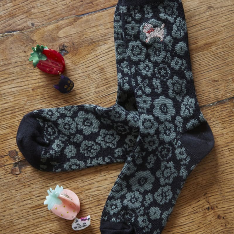 SOCKS APPEAL NAT flower jacquard embroidery victor