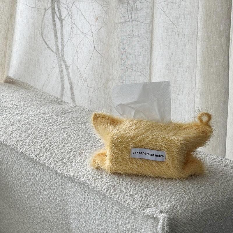 1 шт. Коробки для салфеток Хранение Плюшевая нить Скандинавский стиль Высокое качество Однотонный держатель Туалетная бумага Тканевый пакет