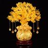 Lucky Tree Wealth Yellow Crystal Tree Natural Money Tree Ornaments Bonsai Style Wealth Luck Feng Shui Ornaments Craft