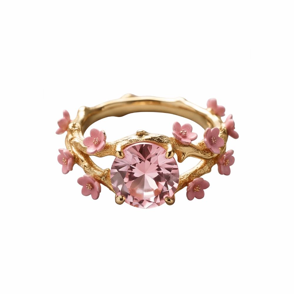 Elegant Flower Crystal Ring Light Luxury Finger Jewelry Sweet Rhinestone Ring  Girls