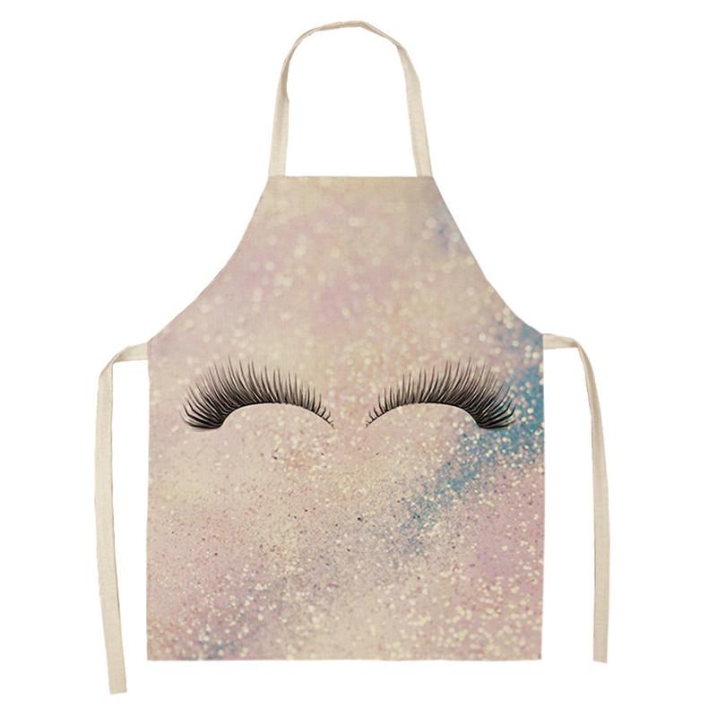 Eyebrow Style Men Women Home Tablier Enfant Cleaning Tools Apron With Pockets Eyelash Pattern Sleeveless Cotton Linen Aprons