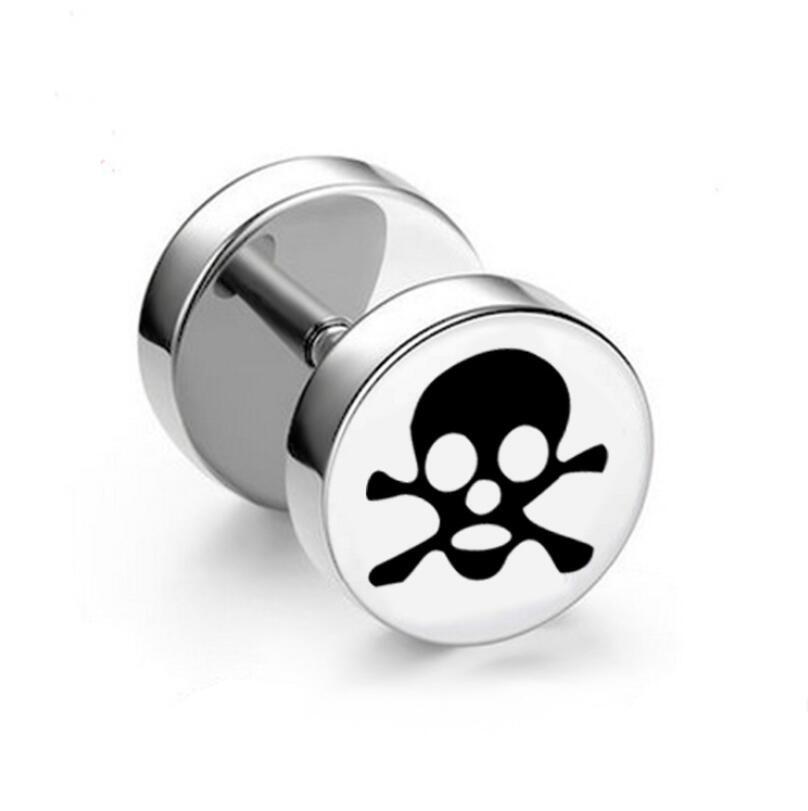 1 шт. Панк Черные Серьги-гвоздики из нержавеющей стали Круглые Женские Мужские Готические Тоннели Штанги Гантели Серьги Пирсинг ушей Циркон Подарки