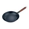 Flat Bottom Wok Pan Cookware with Wooden Handle Cooking Iron Non-Stick for Gas