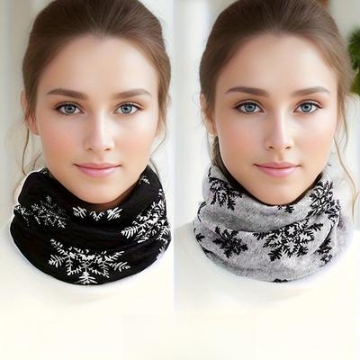Винтажный снуд с узором снежинок, набор в стиле бохо, мягкий, теплый, эластичный, шапки, зимний, для улицы, ветрозащитный, холодозащитный, защита шеи