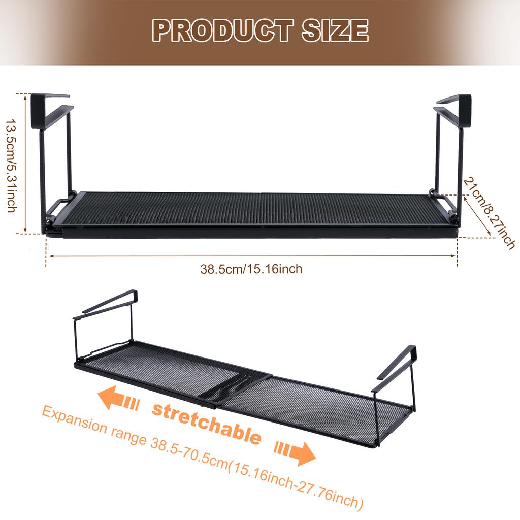 Extendable Under Cabinet Organizer Shelf Steel Under Desk Storage Rack Multipurpose Kitchen Household Hanging Storage Basket