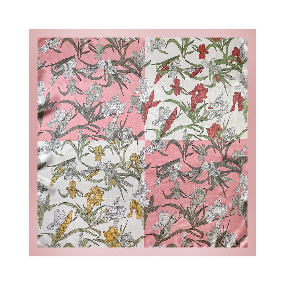 90cm Satin Printed Headscarf, Classic Floral Large Scarf, Women’s Shawl