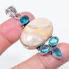 Natural Polka Dot Agate, Topaz 925 Sterling Silver Jewelry Pendant 2.32" z2J23