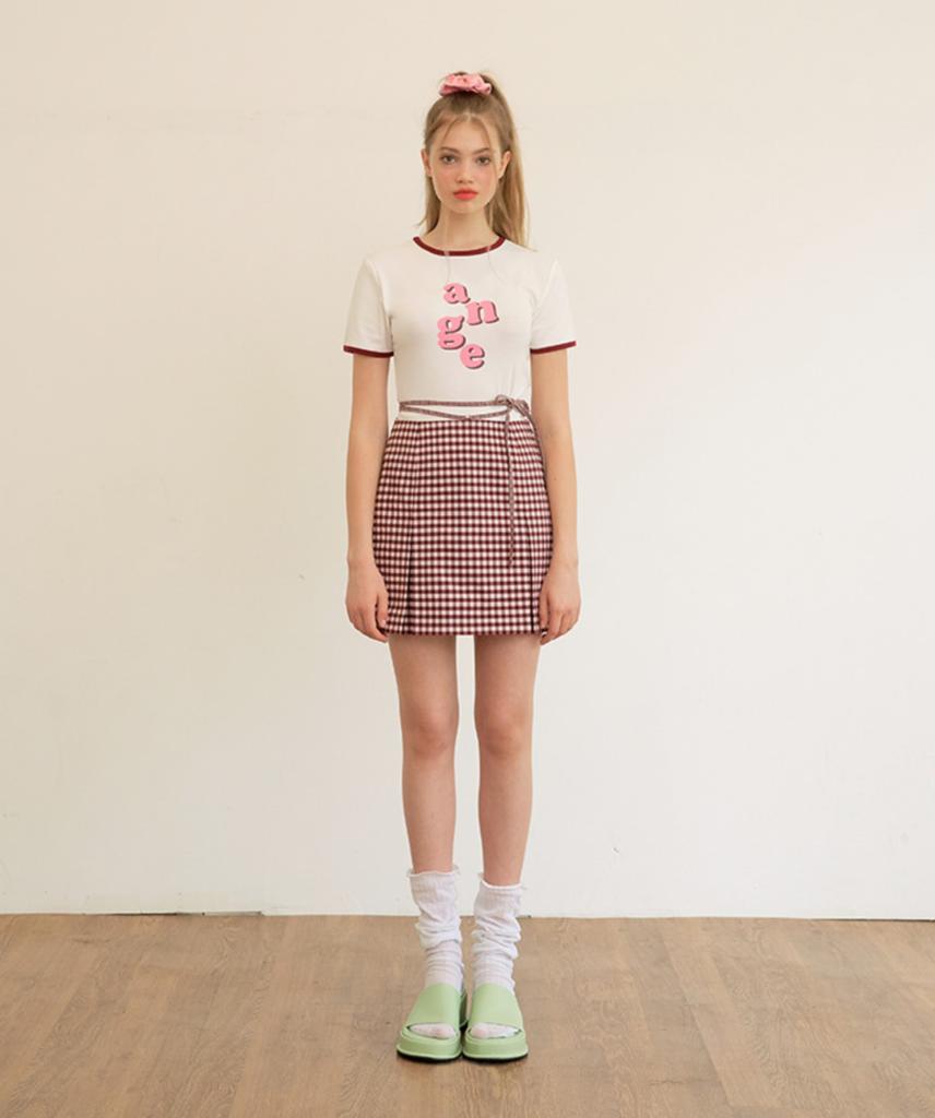 Margarine Fingers Check Self String Skirt