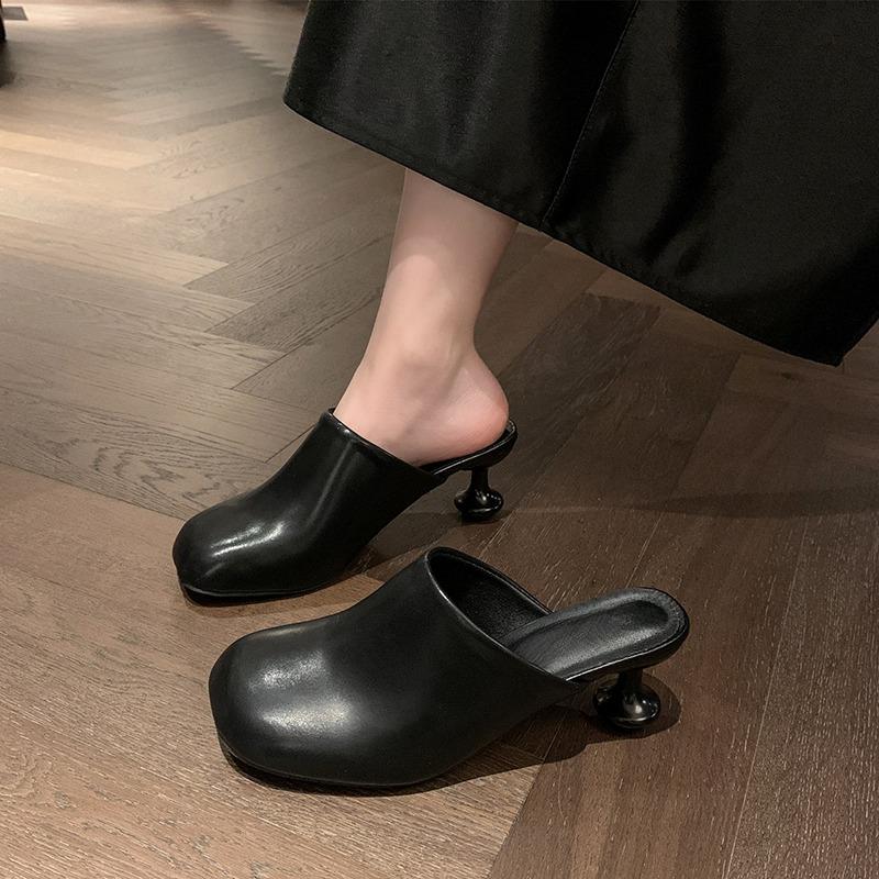 Модные тапочки с индивидуальностью, летние новинки, квадратный носок, глубокий вырез, облегающие стопу, противоскользящие, износостойкие, каблуки необычной формы