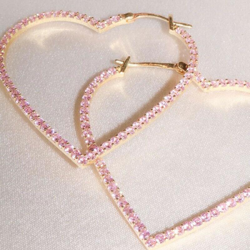 Модные милые сердечки розовые мини-серьги с камнями для свадебной вечеринки, ювелирные изделия
