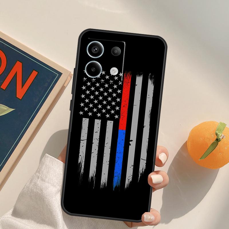 Полицейский флаг Тонкая синяя линия Чехол Для Xiaomi Redmi Note 14 Pro 9 10 11 12 13 Pro 10S 11S 12S Redmi 10C 12C 13C 14C