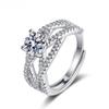 New Cross Line Open Ring For Women All -Match Jewelry S925 Silver Diamond Rings Anniversary Birthday Festival Couples Gift