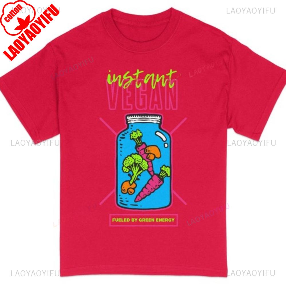 Vegan TShirt Colorful Veggie Jar Graphic Tee Unisex Instant Vegan Apparel EcoFriendly Shirt Hip Hop Harajuku Style Men Women T