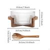 Glass Salad Bowl Serving Utensils with Wood Base Ornament Fruit for Snacks