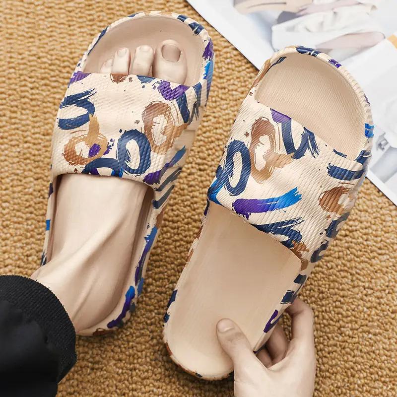 Fashion Male Slipper Eva Beach Shiatsu Bathroom Flat Indoor Men's Shoe Slides Walk Around Home House Clappers 2025 Style Summer Sale Fun