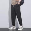 Мужские однотонные спортивные брюки с эластичным поясом - весна/лето, свободный покрой, повседневные брюки с завязками для студентов колледжей