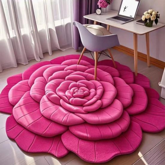 3D Flower Floor Mat Absorbent Floral Bathroom Rug Quick-Dry Floor Rug with Anti-Slip Backing for Kitchen Bedroom Entryway Vanity Area
