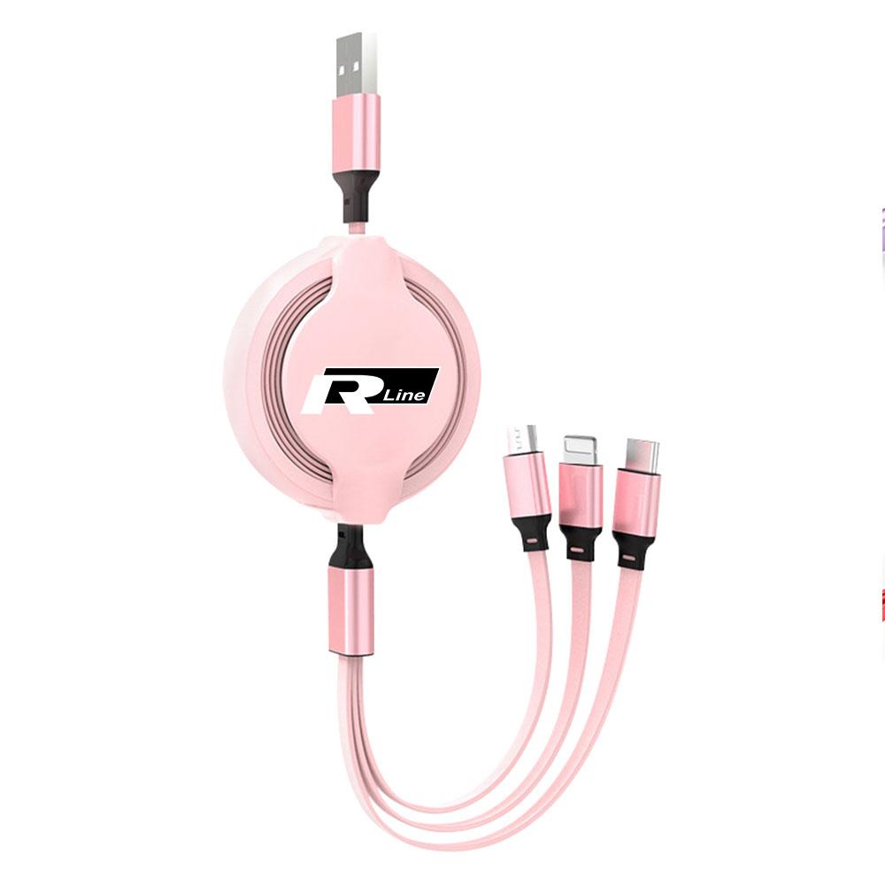 Car Emblem Styling 3 In 1 Fast Charging Cord Data Cable Center Cover For VW Rline GTI GOLF 6 Touran MK4 Jetta Bora Motion Passat Ol5