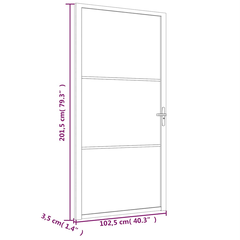 Interior Door 102.5 x 201.5 cm White Frosted Glass and Aluminum