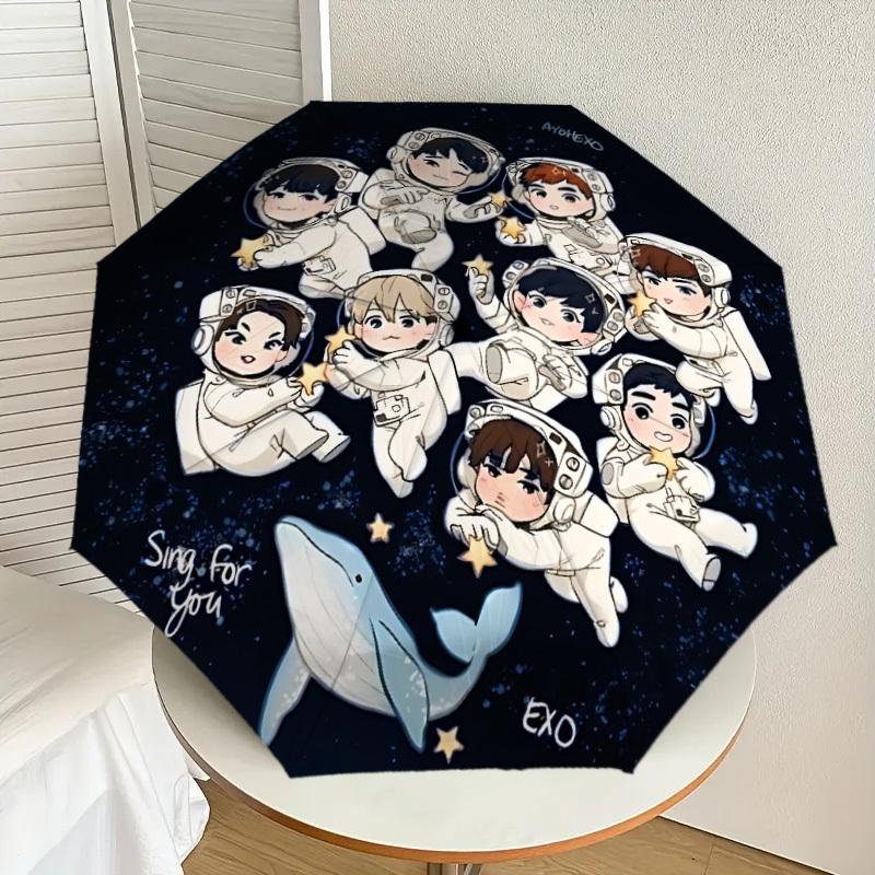 1 шт. Автоматический складной зонт EXO - Компактный дизайн с 8 ребрами, Прочный пластик и железо, Легкий для повседневного использования на улице, a0929185