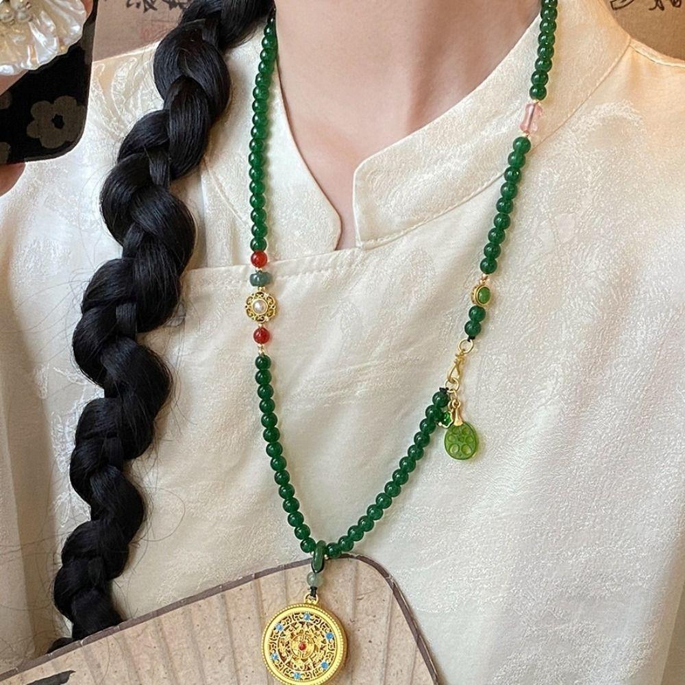 Zinc Zinc Alloy Pendant Pearl Beaded Necklaces Exquisite Vintage Sweater Chain Hanfu