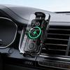Беспроводное автомобильное зарядное устройство 20 Вт Автоматический зажим для телефона 90-градусный поворот Держатель телефона в машине Зарядное устройство со светодиодной подсветкой для салона автомобиля