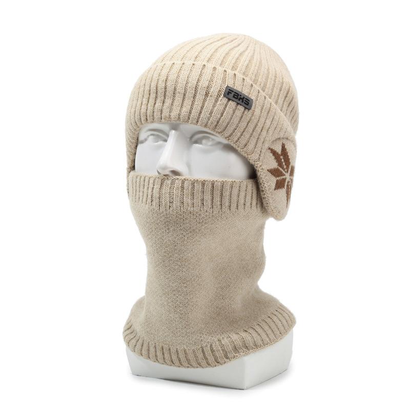 Hat Men'S Winter Fleece Thickened Warm Neck Protector Knitted Hat Men'S Ear Protector Cold-Proof Wool Hat Cycling Pullover Hat