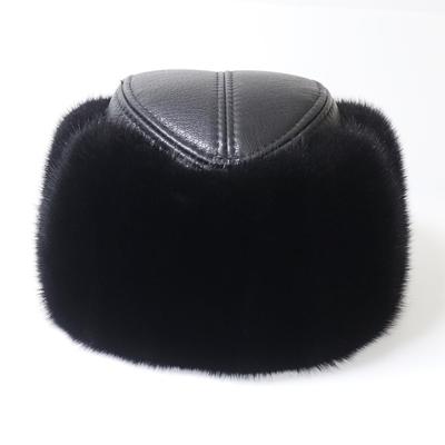 Мужская зимняя уличная сохраняющая тепло шапка-бомбер из натурального норкового меха, шапка из 100% натуральной овчины, русская мужская шапка из натурального меха ондатры