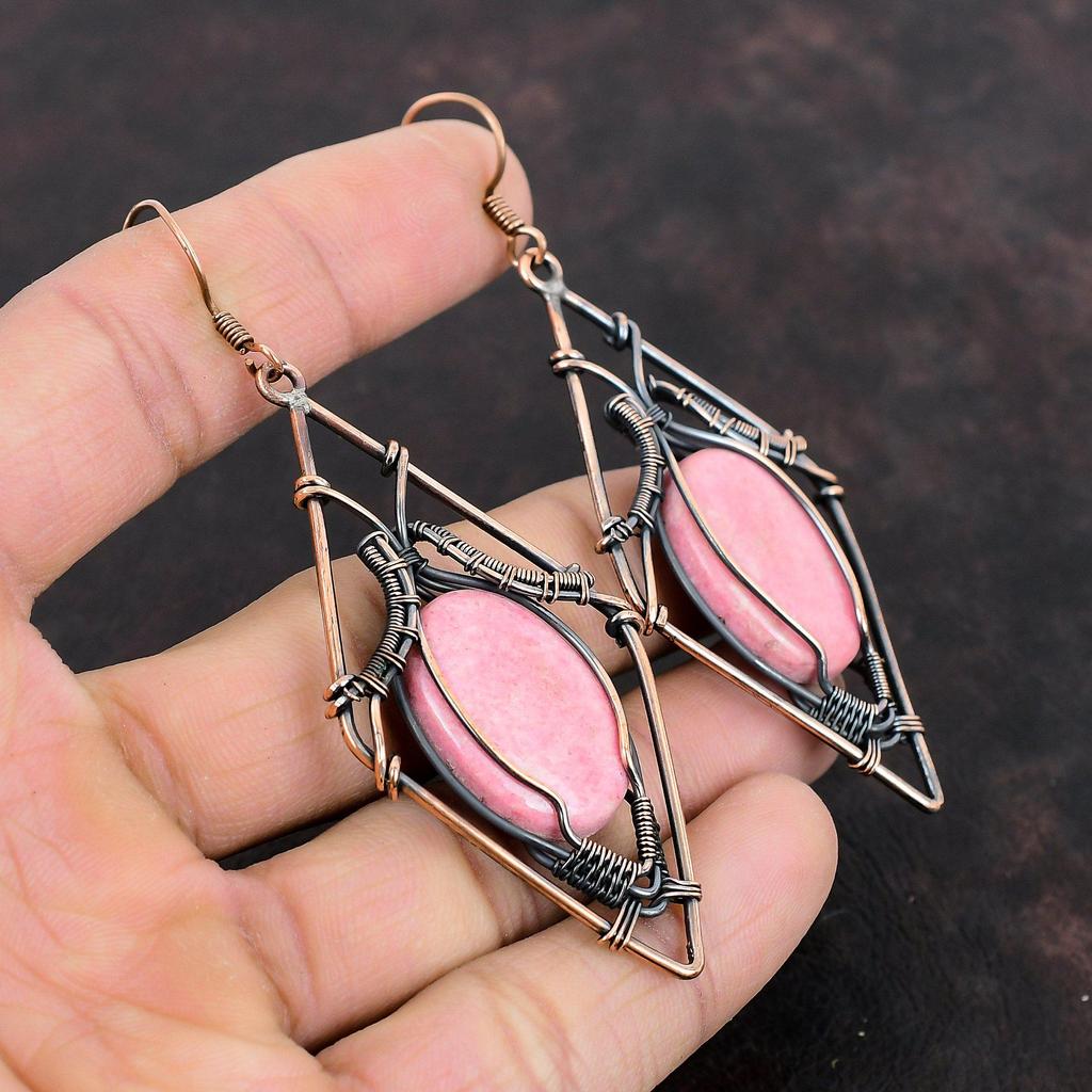 Серьги Тулит Серьги из медной проволоки Стильные серьги Удивительные медные украшения Серьги с настоящими драгоценными камнями Украшения ручной работы Подарки на свадьбу