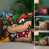 Super Cute Style M-MarioS Pillow Case Anti-dustmite Pillowcase Invisible Zipper Silky Short Plush Sofa Cushion Cover