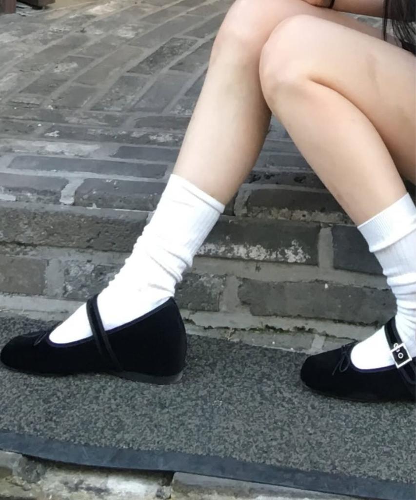 Differshoe Belline Квадратный Бант Мэри Джейн 5см [Черный]