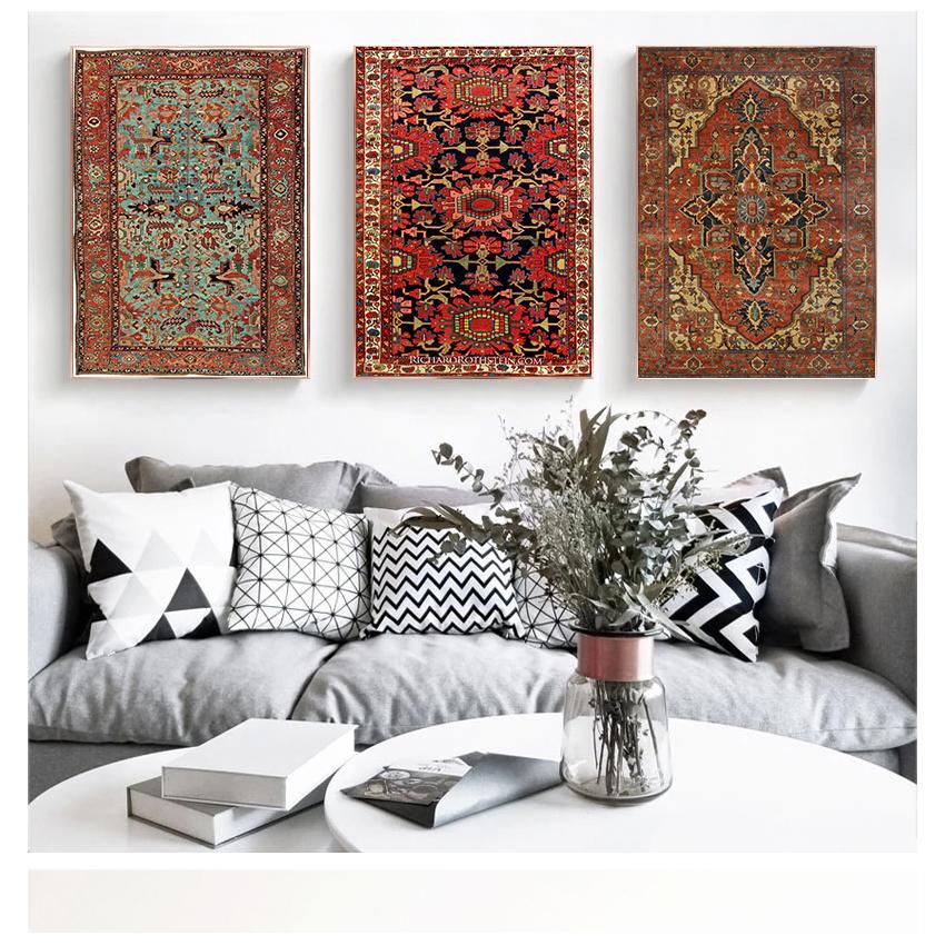 Posters and Prints Antique Persian Carpets Retro Wall Art Canvas Painting Pictures Home Decor Oriental Rugs Pattern Vintage