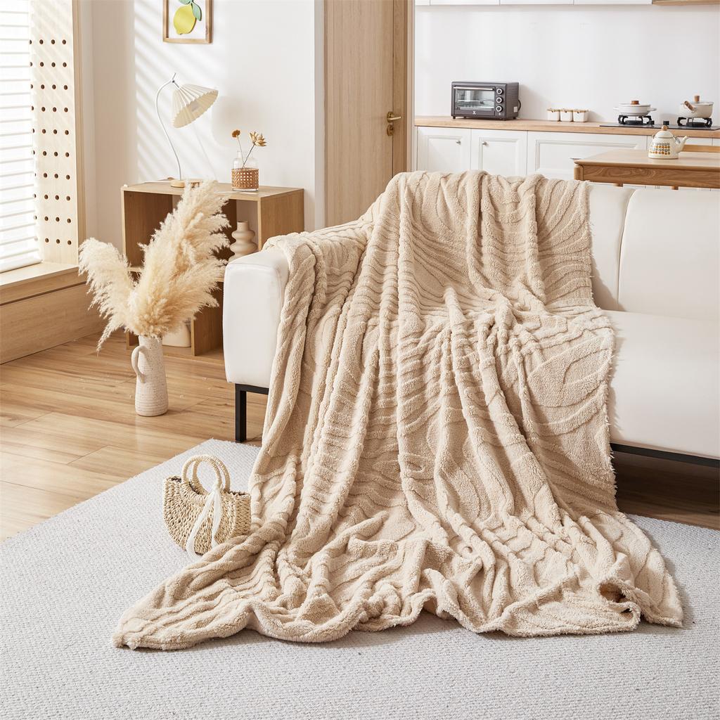 Узор из жаккардового флиса с рисунком из колец роста, мягкое, утолщенное, универсальное одеяло для гостиной, постельное белье, теплое полотенце