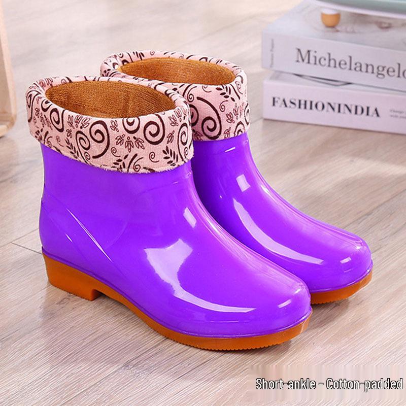 Женские водонепроницаемые короткие резиновые ботинки на оксфордской подошве - Нескользящая модная верхняя одежда