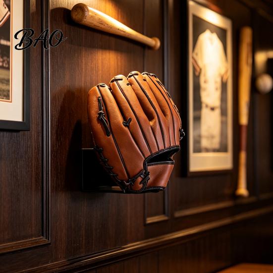 Athletic Gear Storage Wall Baseball Glove Display Stand, Mount Space Saving Hanger, Durable Stainless Mounted Sports Steel Rack for Memorabilia