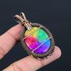 Очаровательный радужный солнечный кварц, драгоценный камень, чистая медная проволока, обернутая ювелирным кулоном ручной работы