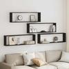 VidaXL Cube Wall Shelves 4 Pcs Black Oak 100x15x30 Cm Wood, Cube-shaped Storage, Cube-shaped Organizer, 862059