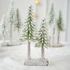 Mini Christmas Tree Artificial Bottle Brush Tree with Wooden Base Small Snow Frost Flocked Pine Tree for Winter Tabletop Home Decor