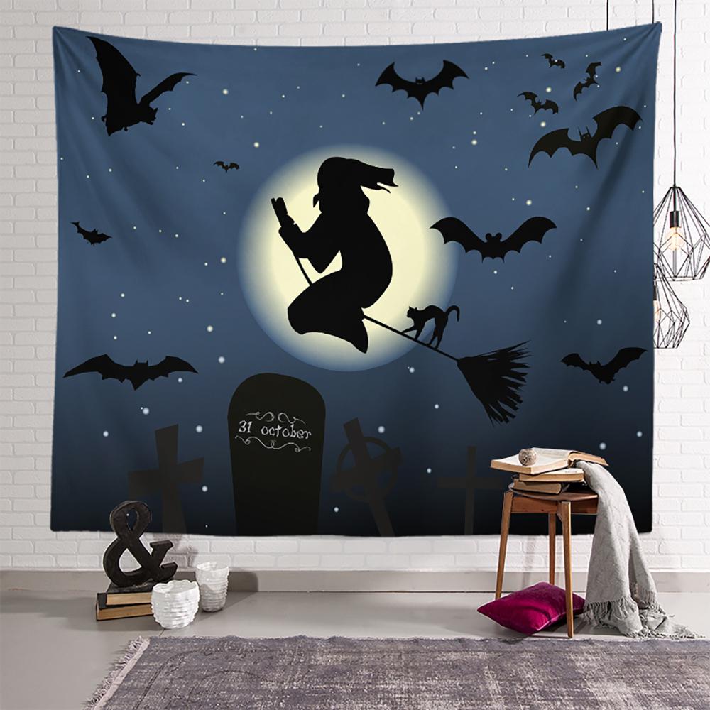 Хэллоуин страшная тыква ведьма летучая мышь принт гобелен потолок дома гостиная спальня настенный декор 230x180 см