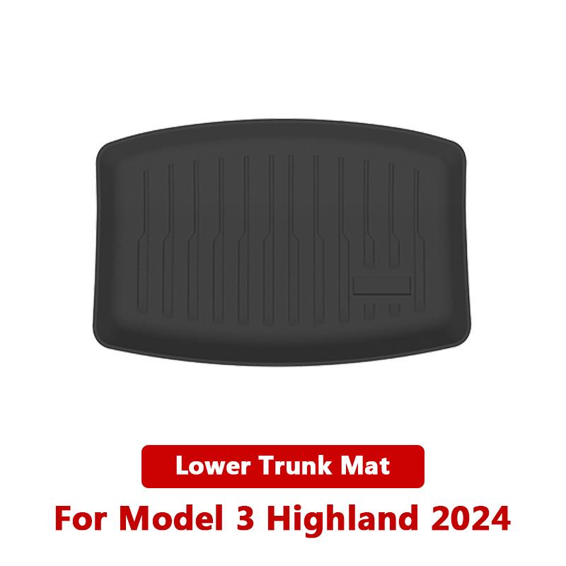 Коврики в багажник для Tesla 2024 года Новая модель 3+ Highland TPE Стиль рояльной клавиши Передний Задний Багажник Frunk Хранение Водонепроницаемый Защитный Коврик